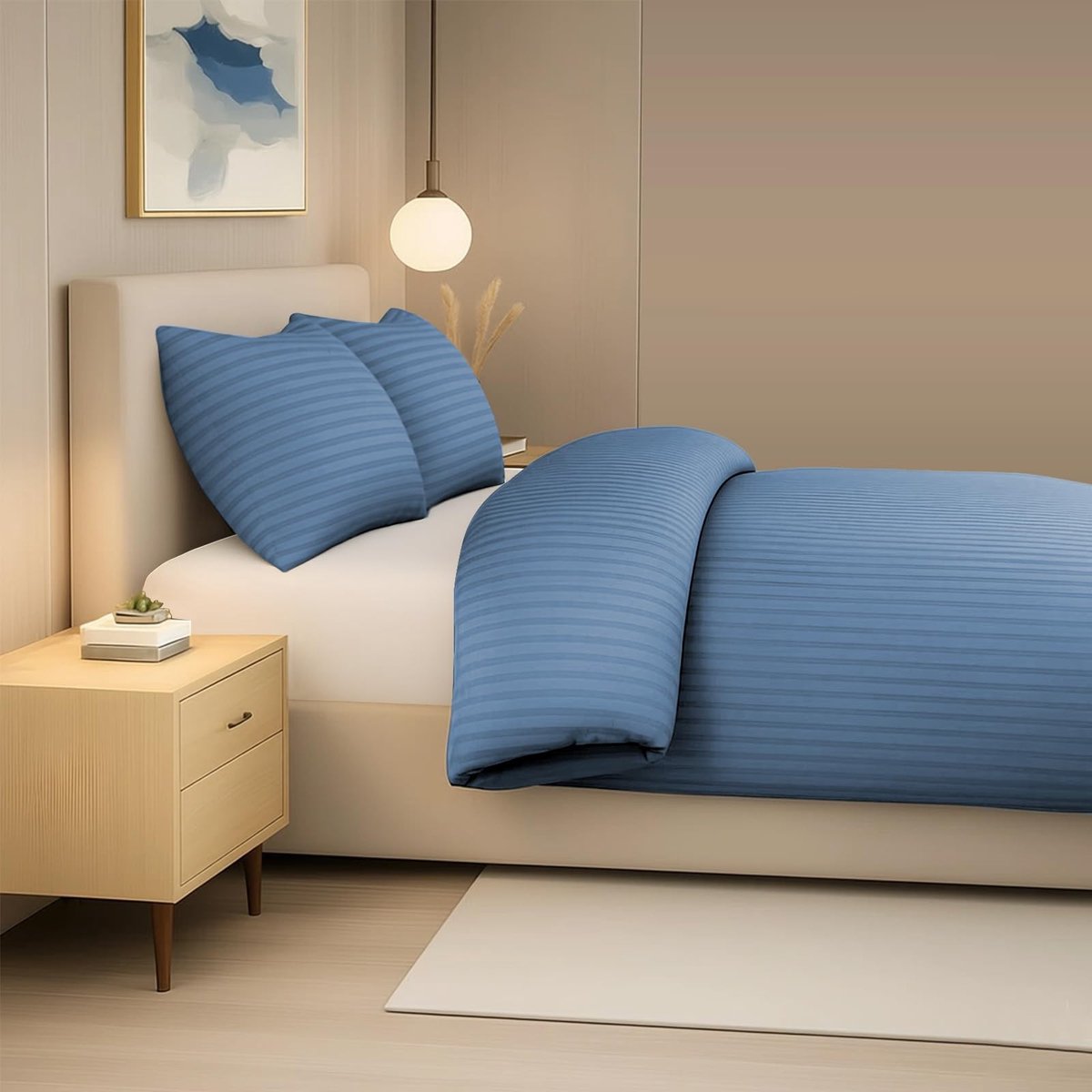 Omgoods - Premium Satijnen Duvet Cover Set met Strepen voor Tweepersoonsbed
