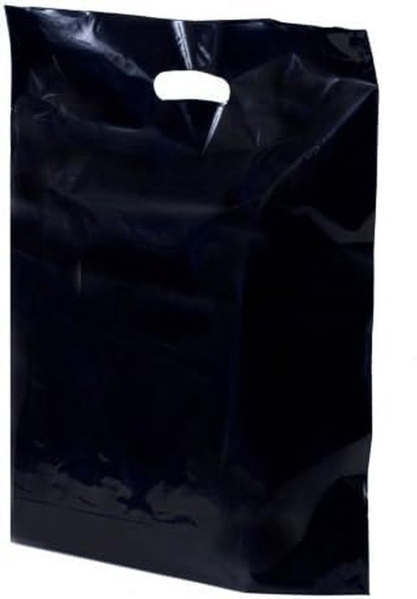 Omgoods - Set van 100 Herbruikbare Zwarte Plastic Draagtassen