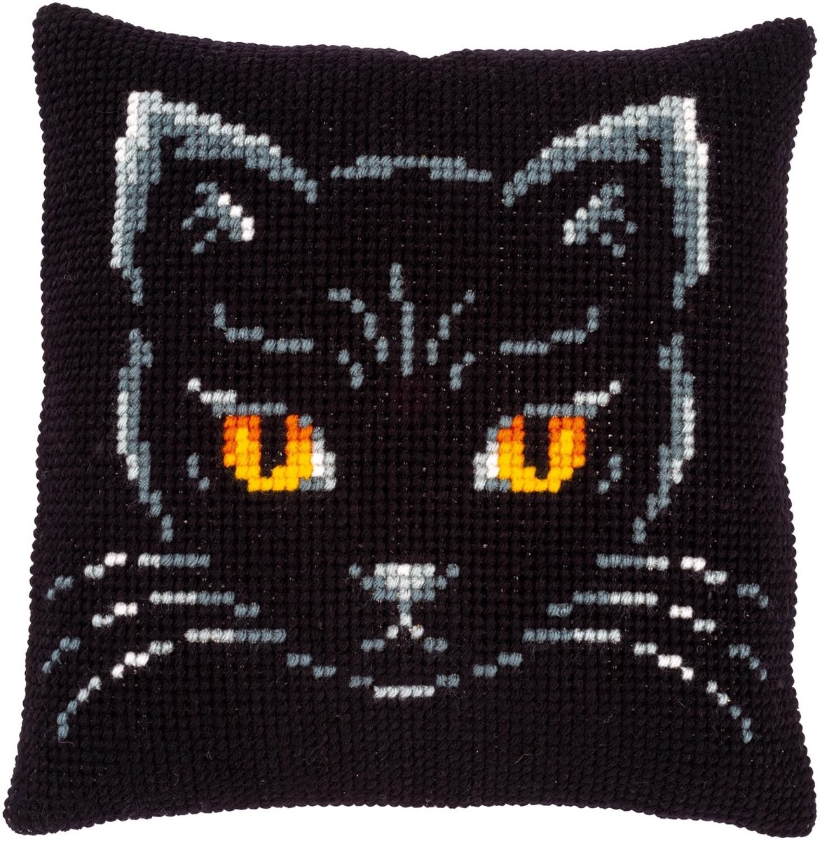 Omgoods - Borduurkit Kussen met Zwart Kat Ontwerp