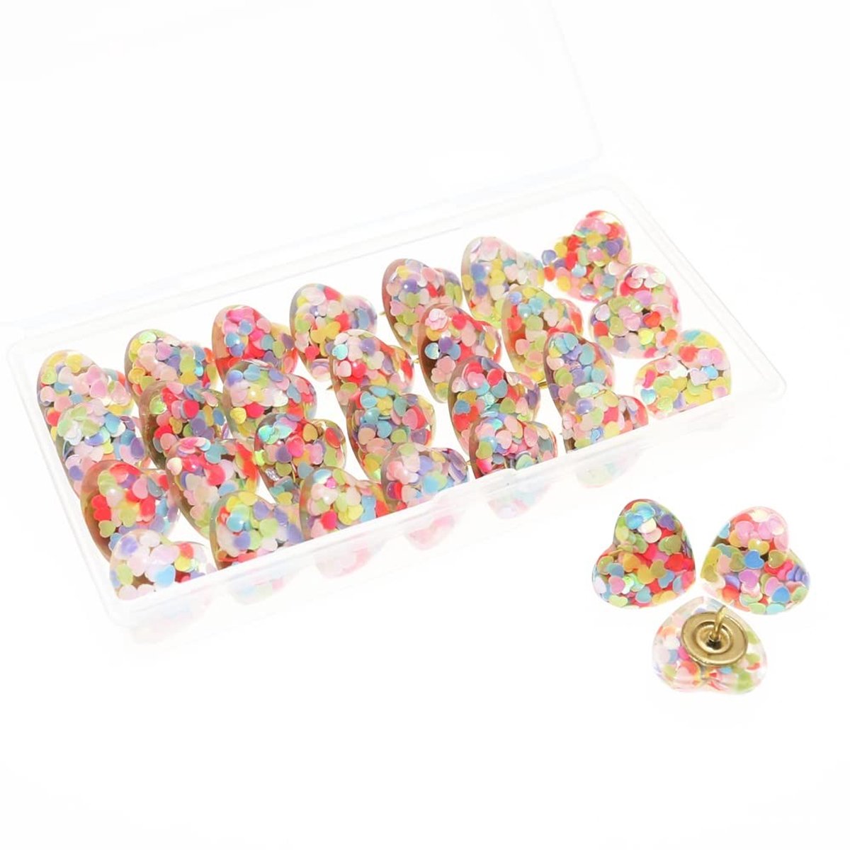 Omgoods - 30 Pcs Hart Sequins Pushpins - Decoratieve Duimnagels voor Bord en Foto's