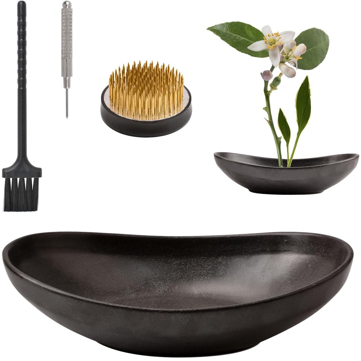Omgoods - Ingot-Vormige Keramische Bloemschikset met 5cm Bloemenvrog