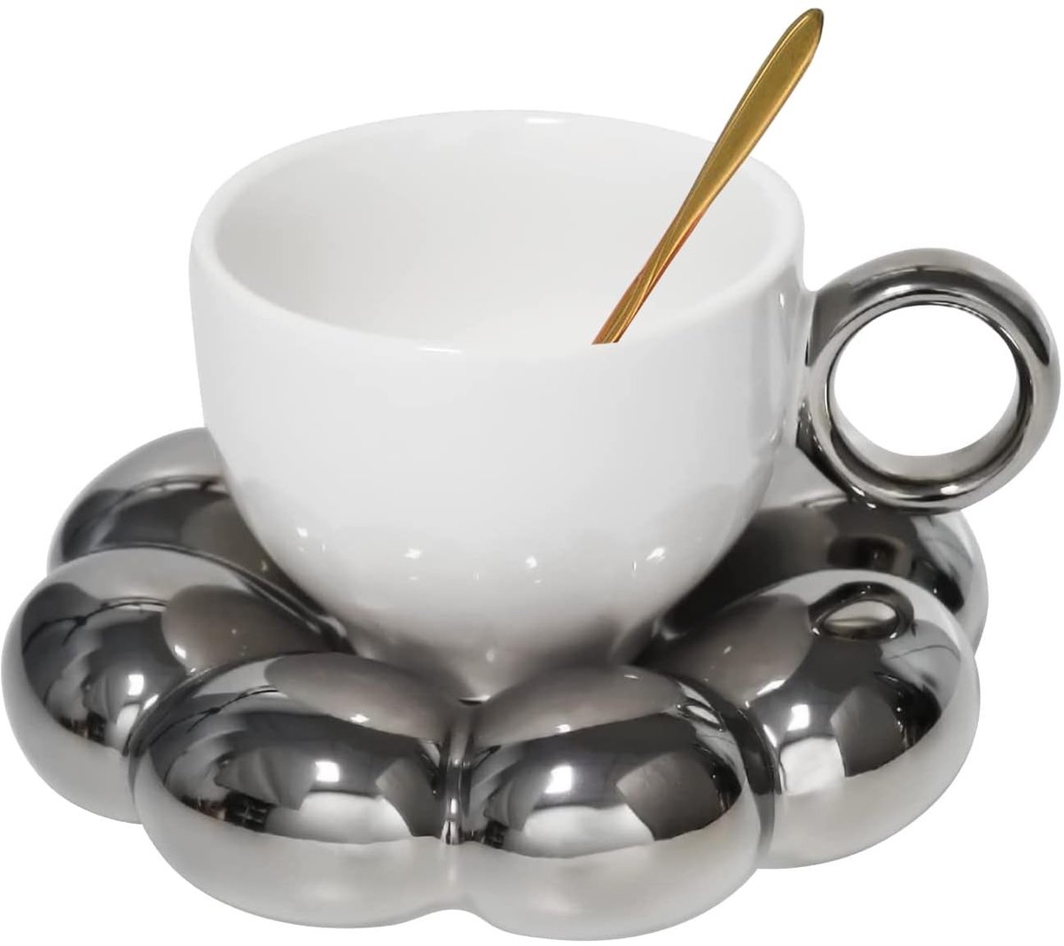 Omgoods - Schattige Keramische Koffiemok met Onderzetter en Lepel
