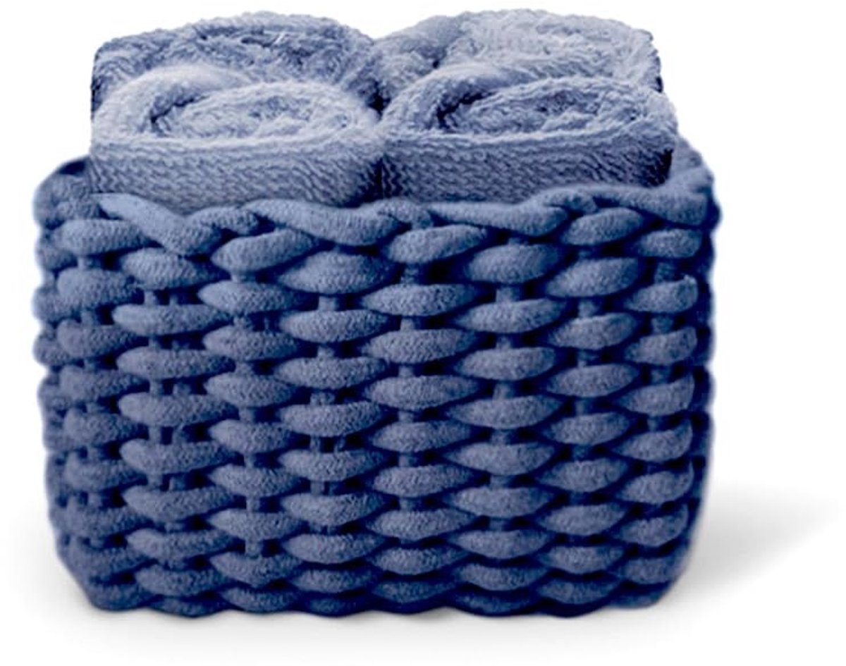 Omgoods - Set van 4 Marineblauwe Washandjes 30x30 cm - Katoenen Gastendoekjes