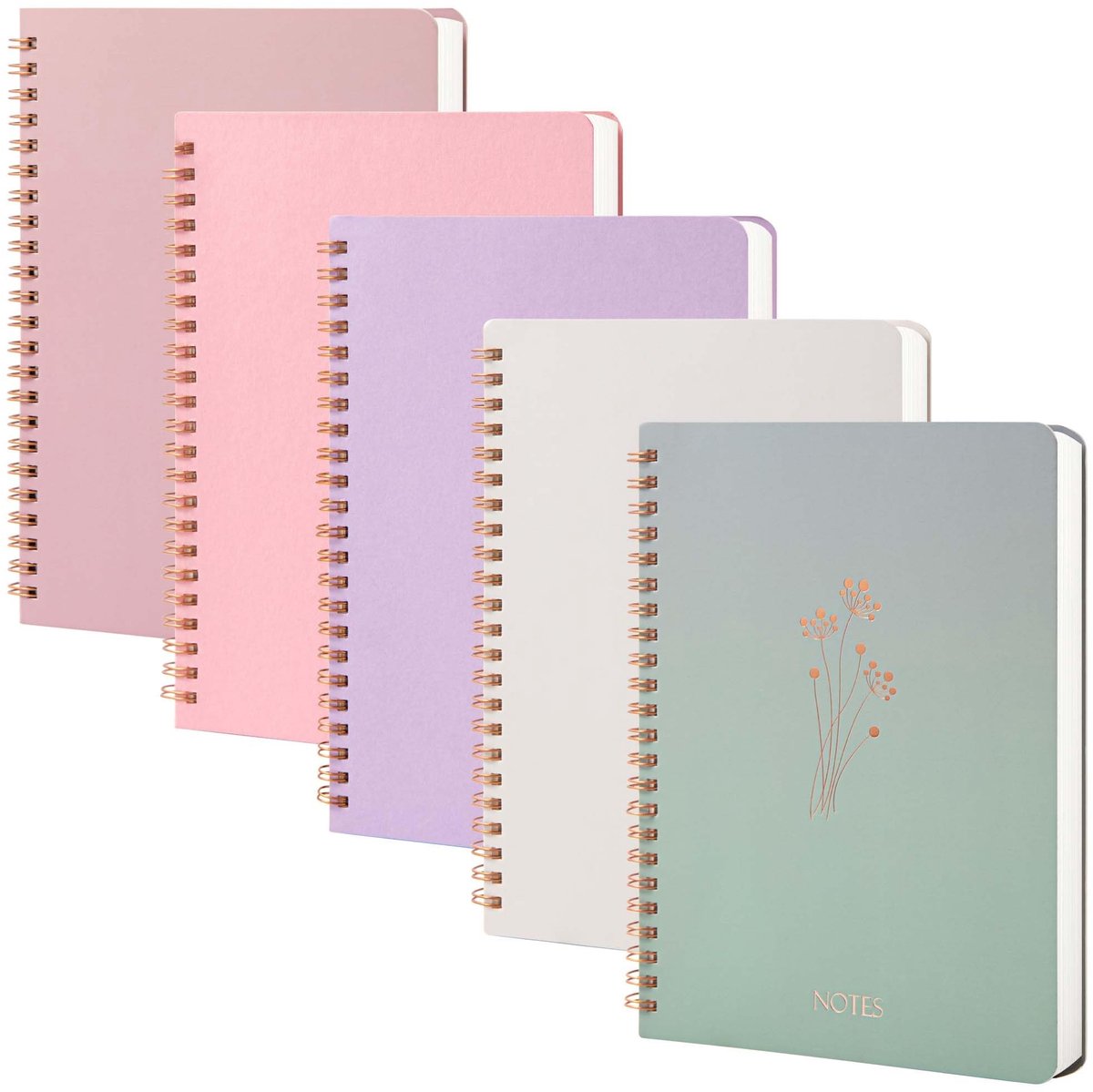 Omgoods - Set van 5 A5 Spiral Notebooks met Dubbele Pouches