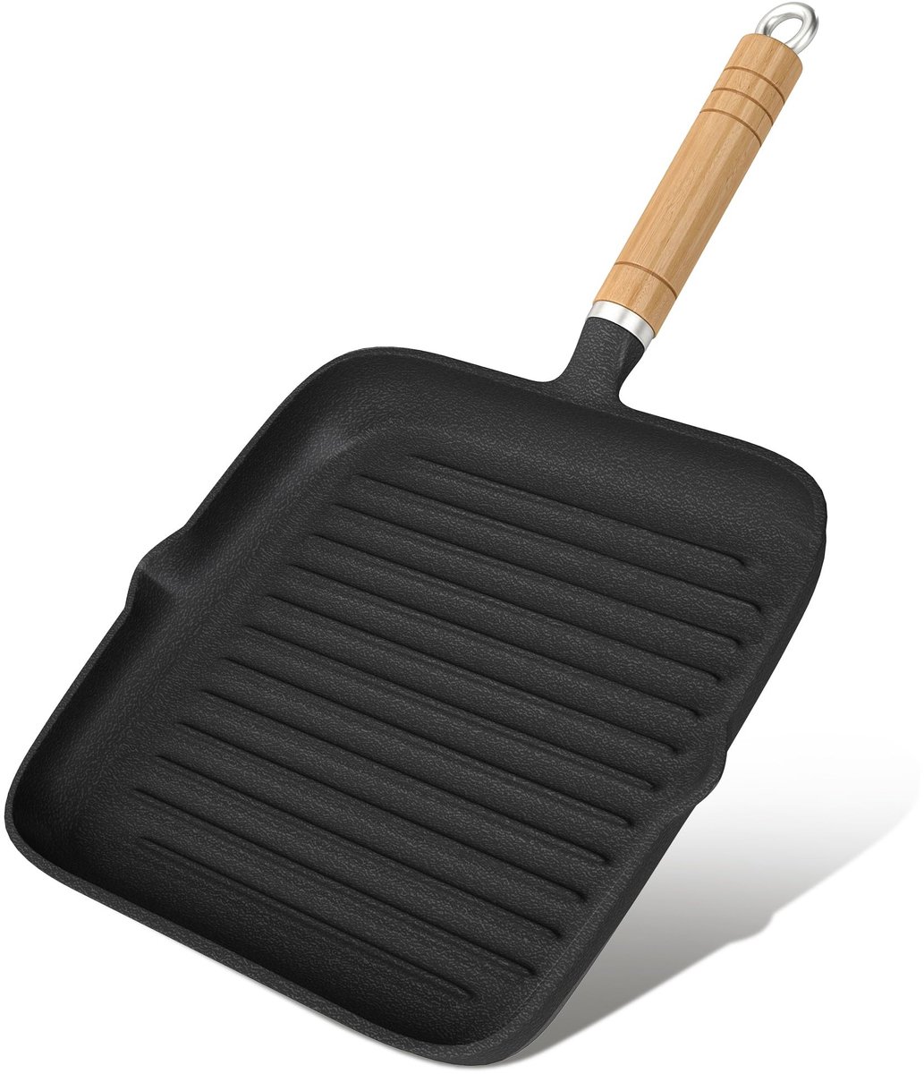Omgoods - Gietijzeren Biefstuk Pan met Non Stick Strepen voor Thuis gebruik