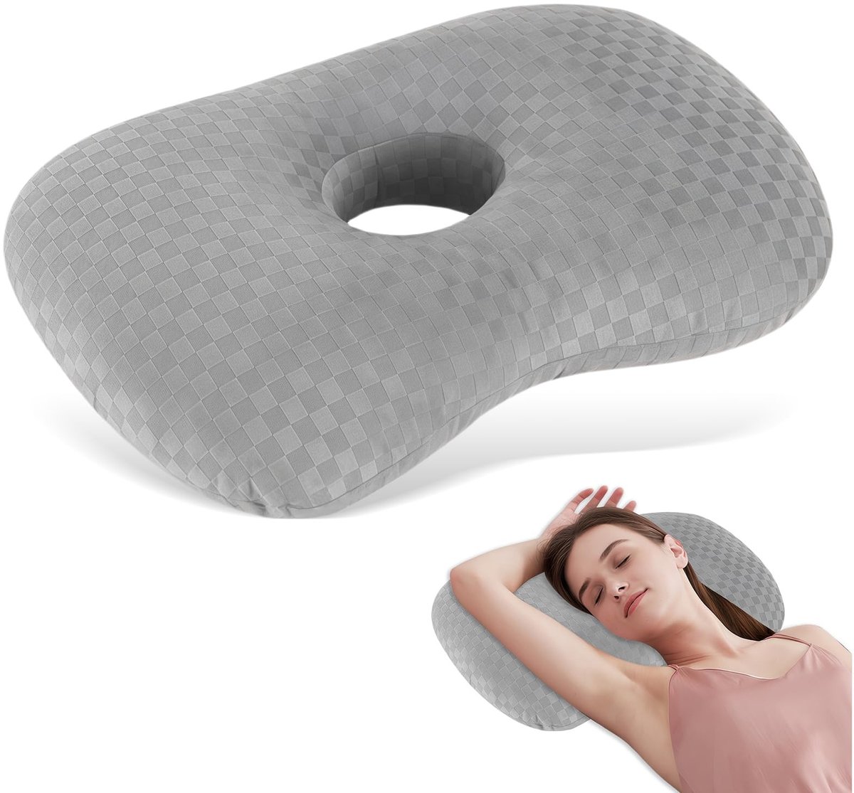 Omgoods - Ergonomisch Piercing Donutkussen 44x32x8 cm - Voor Oorpijn en Zijslapers