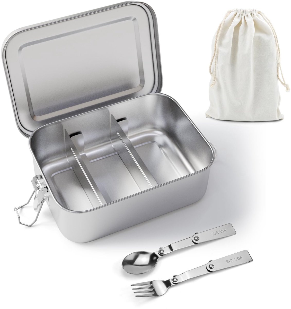 Omgoods - Lunchbox met 2 Compartimenten - 2400 ml, Lekvrij en Inclusief Draagtas