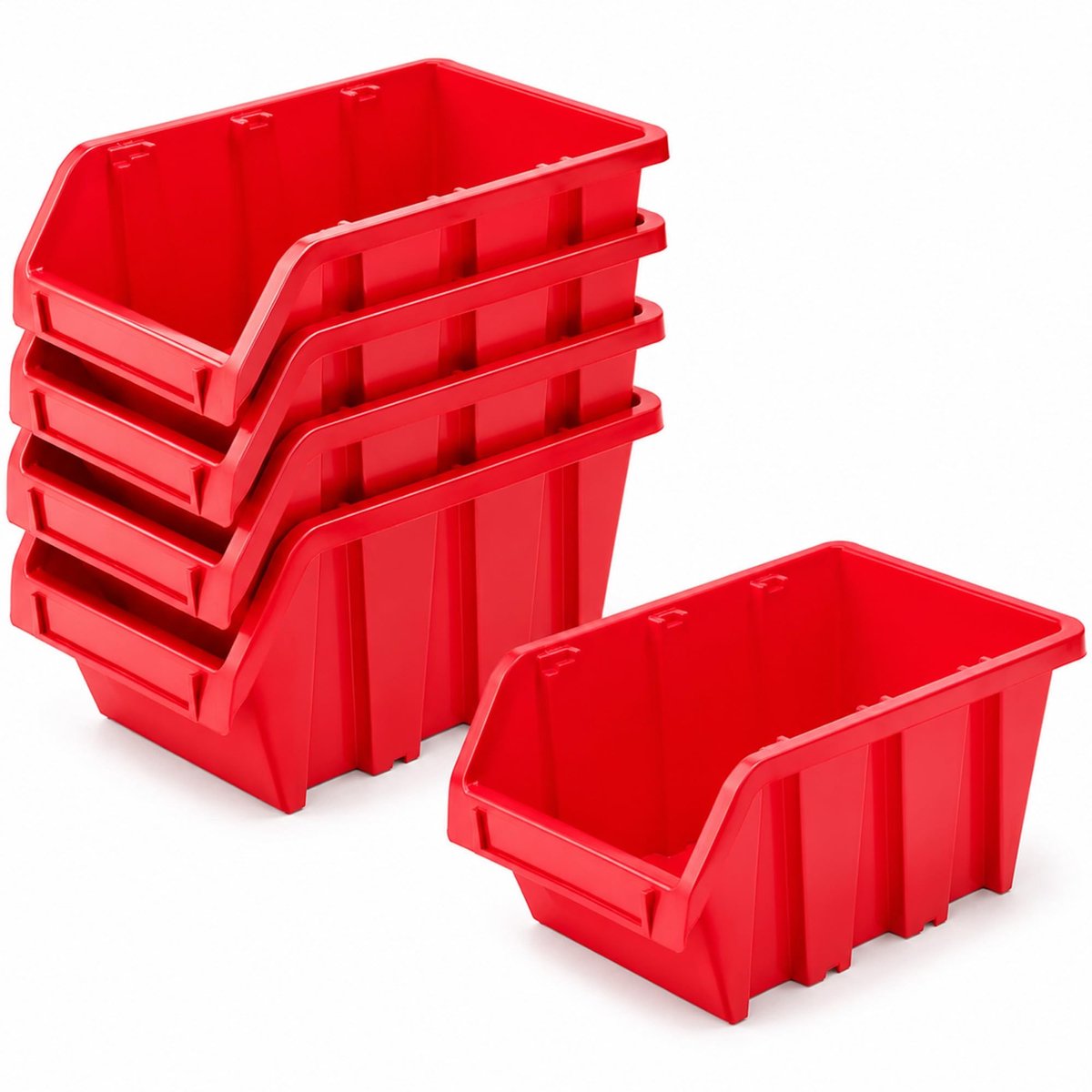 Omgoods - Set van 5 Stacking Boxen van PP Plastic voor Werkplaats