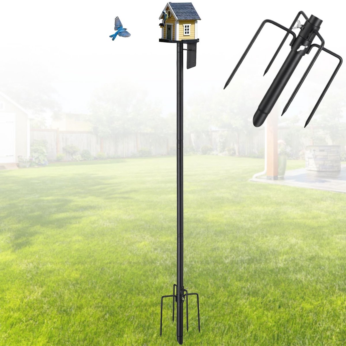 Omgoods - Vogelhuis Stand - Verstelbare Metalen Houder voor Voederhuisje, 220 cm