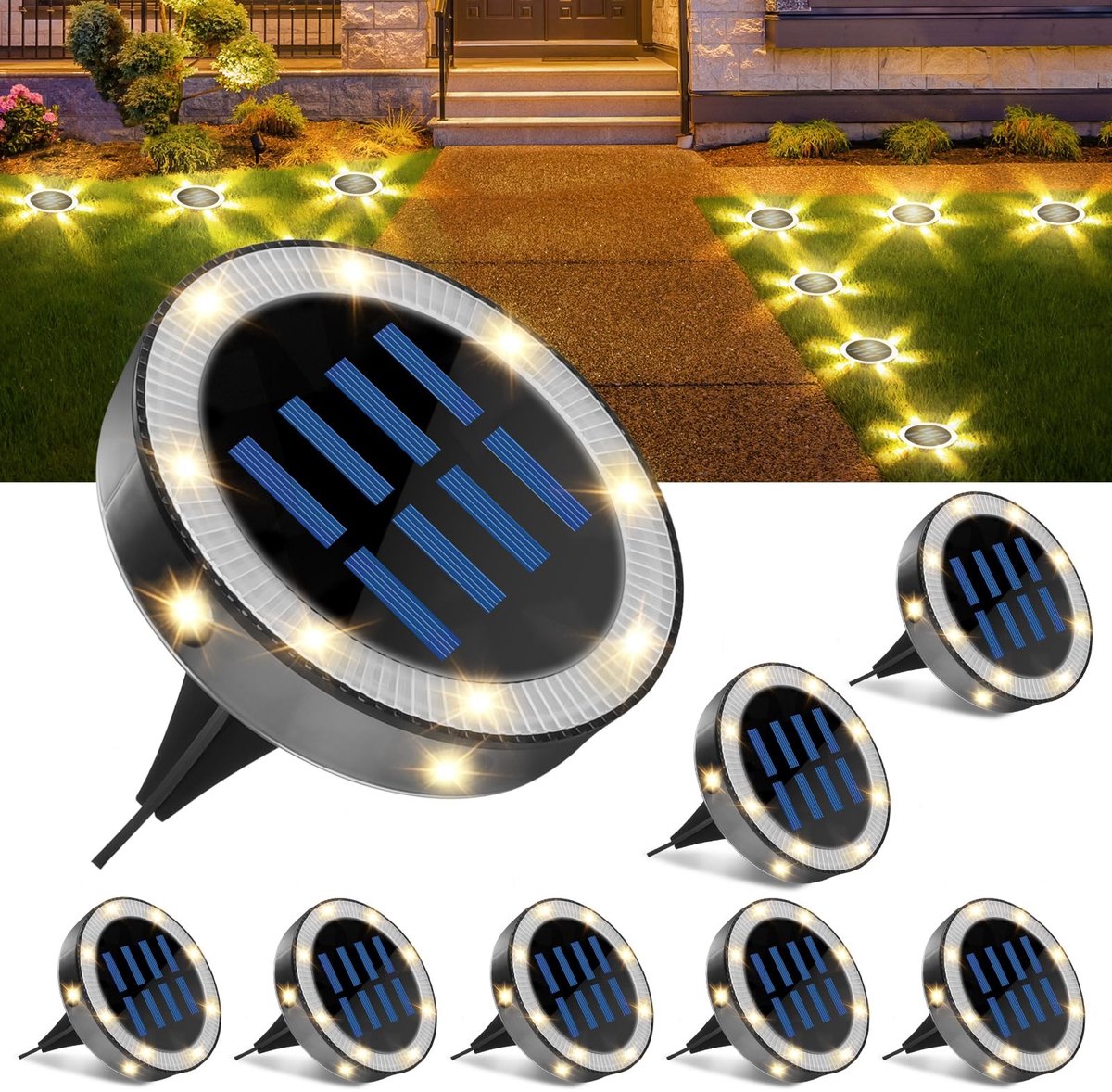 Omgoods - 8 Stuks Zonnelampen voor Buiten met 6 LEDs