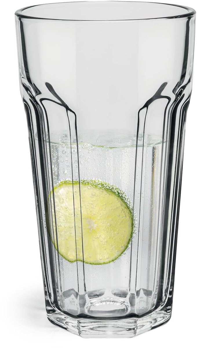 Omgoods- Drinkglazen XXL set van 6 stuks - 630 ml inhoud - Amerikaans ribbeldesign - Vaatwasmachinebestendig - Transparant - Hoogwaardige kwaliteit - Tumbler