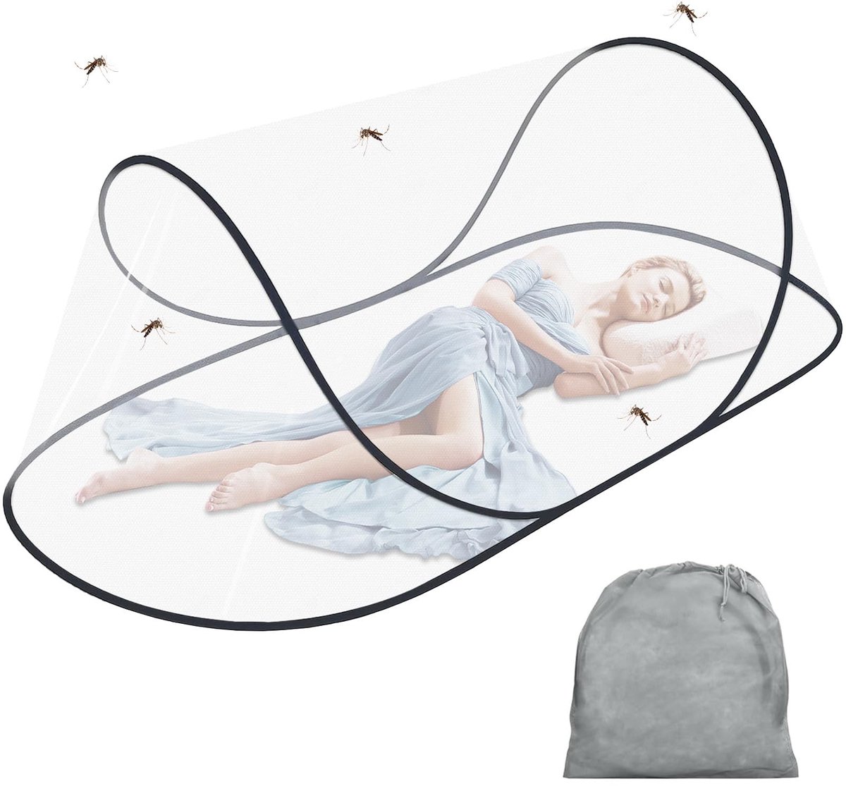 Omgoods - Moskitonet Pop Up - Opvouwbaar voor Bed, Camping en Reizen