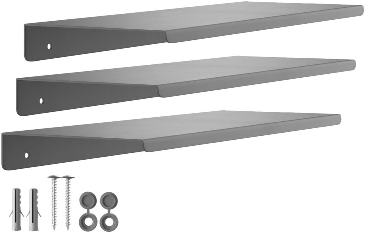 Omgoods - Set van 3 Moderne Zwevende Planken HOVER-IV Antraciet