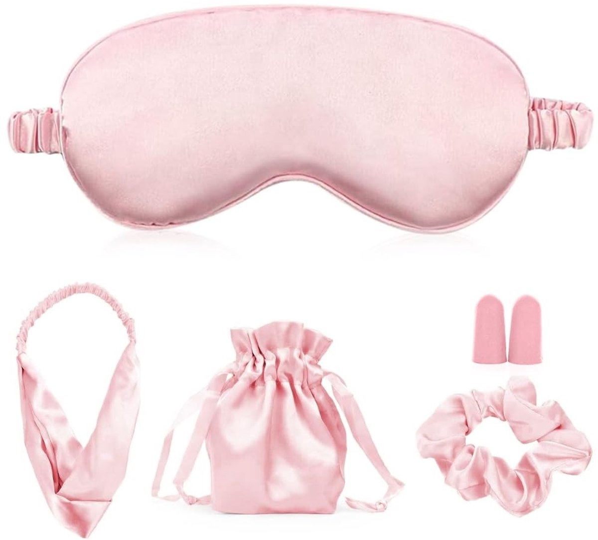 Omgoods - Set van 5 Luxe Slaapmaskers met Oordopjes en Haarband voor Reis en Ontspanning