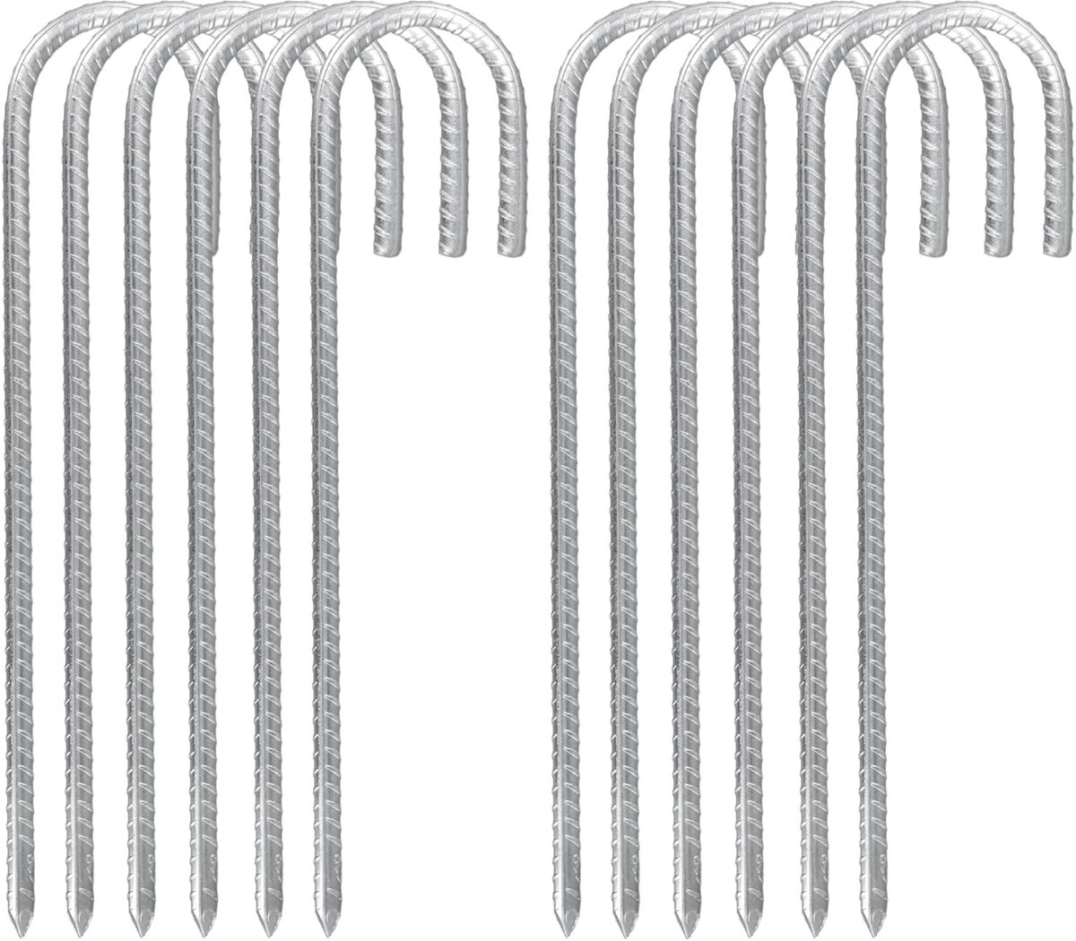 Omgoods - Set van 12 Grondankers van Gegalvaniseerd Staal 30cm