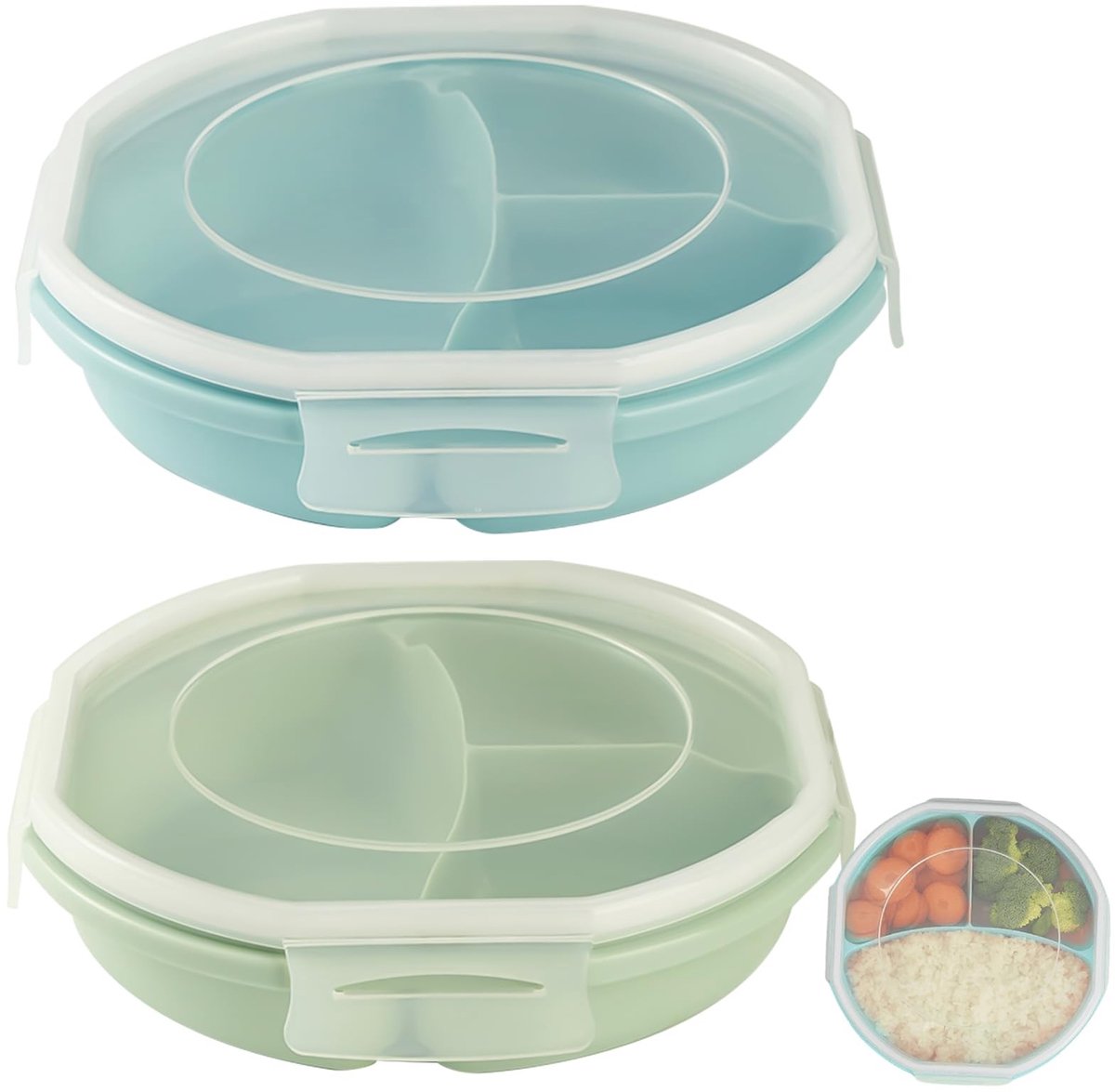 Omgoods - Set van 2 BPA-vrije Magnetronborden met Deksel en 3-Vaks Indeling