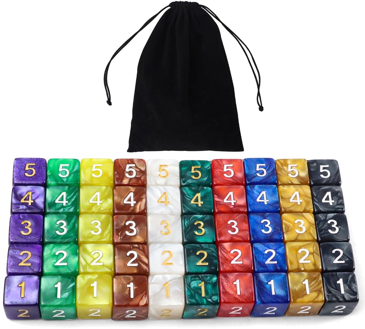 Omgoods - Set van 50 Kleurige D6 Dobbelstenen voor Spellen en Rollenspellen