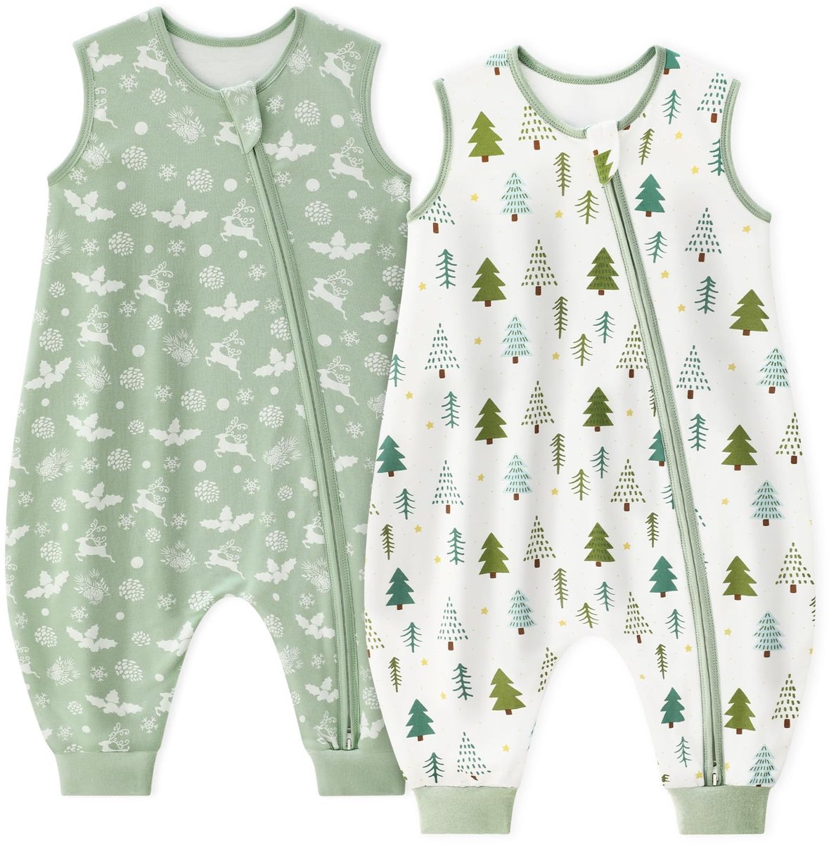 Omgoods - Baby Slaapzak met Voetjes - 1.0 Tog, 2 Stuks - Katoenen Slaapzak voor Jongens en Meisjes, 90 cm