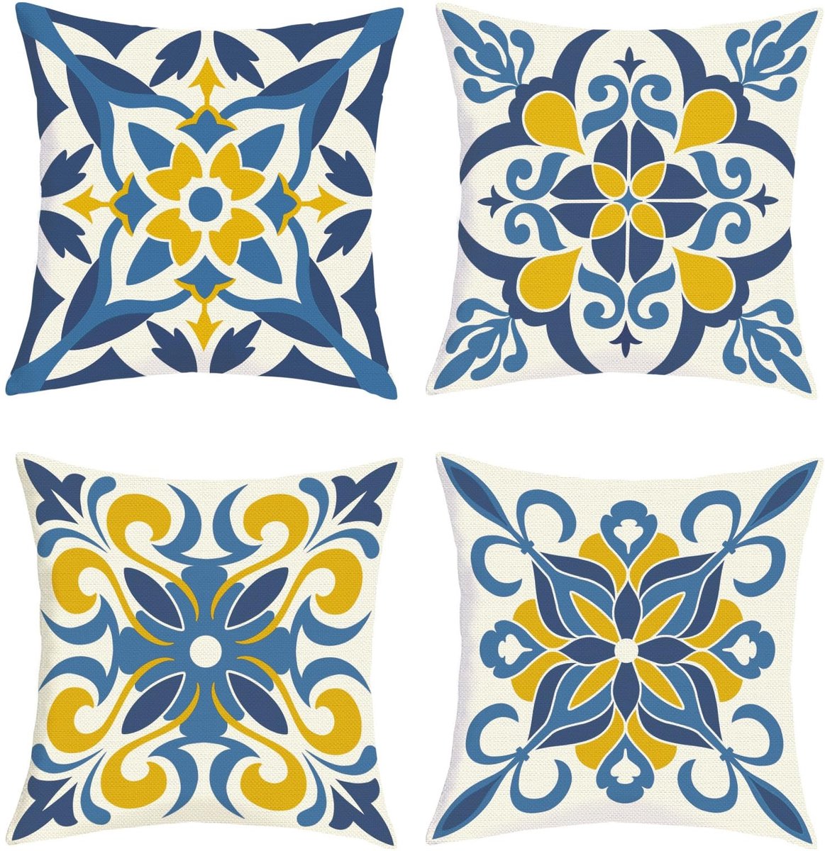 Omgoods - Set van 4 Boho Kussenslopen 45 x 45 cm met Mandala Design