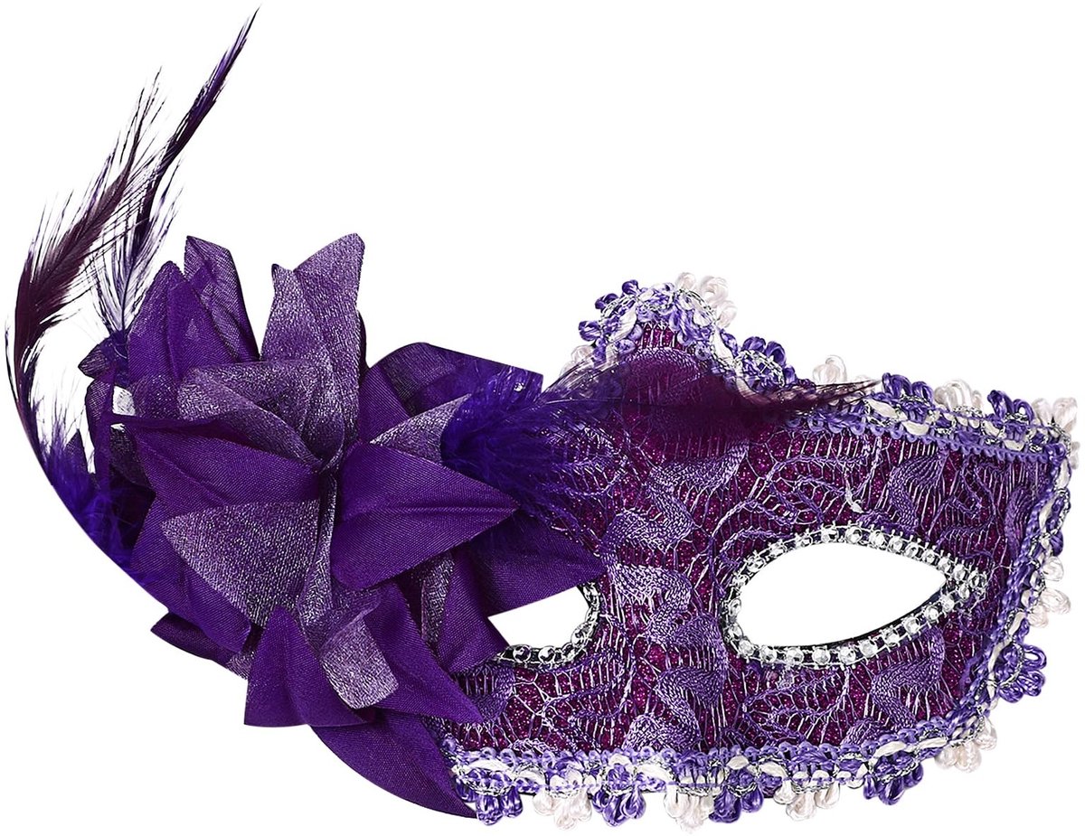 Omgoods - Elegante Paars Kant Masker voor Feestelijke Gelegenheden