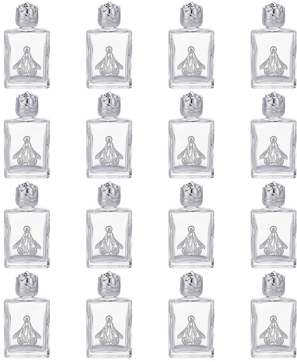 Omgoods - 16 Glazen Flessen voor Heilig Water met Zilveren Deksel - Decoratieve Lege Flessen