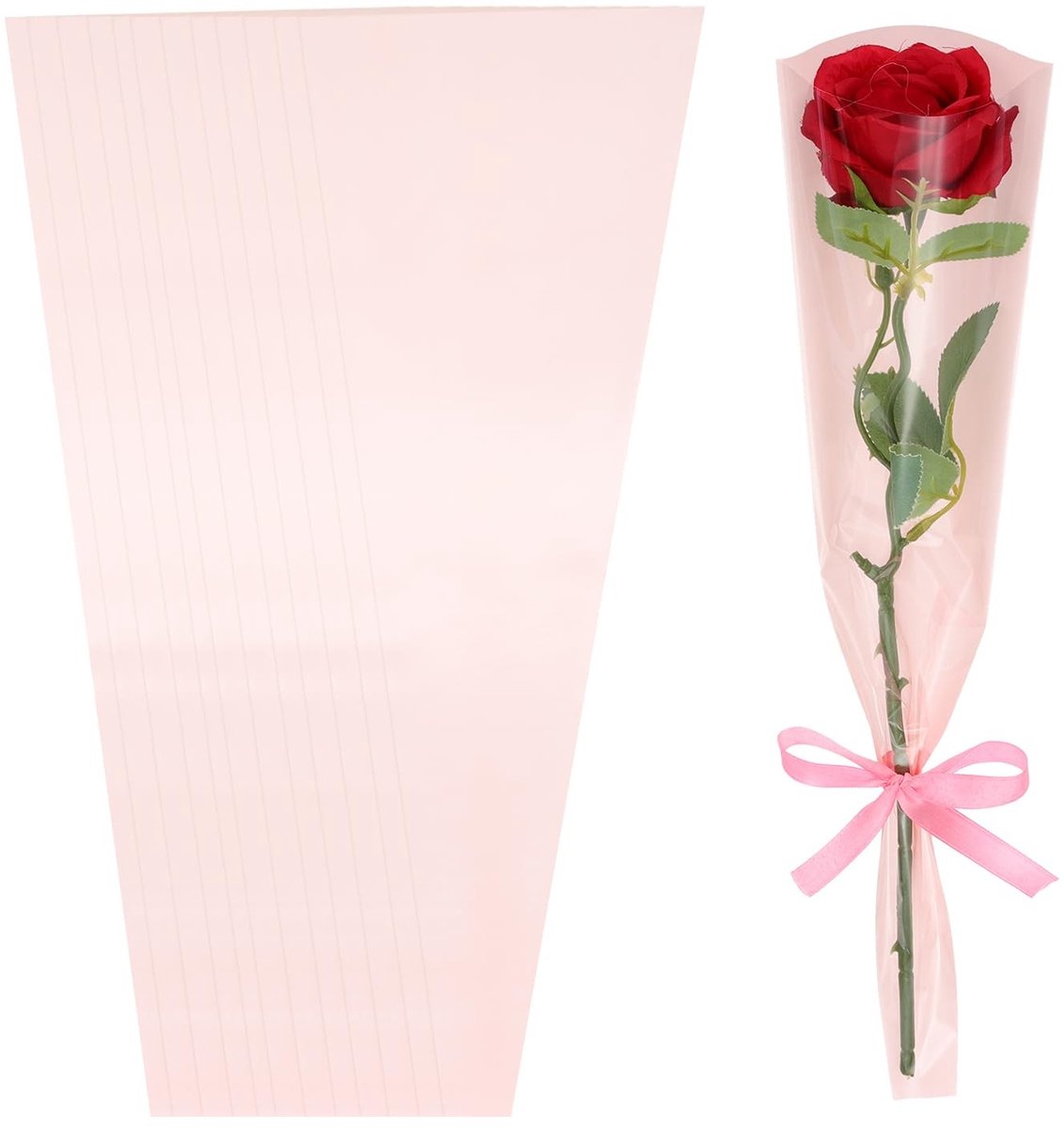 Omgoods - 200 Stuks Donkerroze Bloemen Inpakzakken voor Boeketten