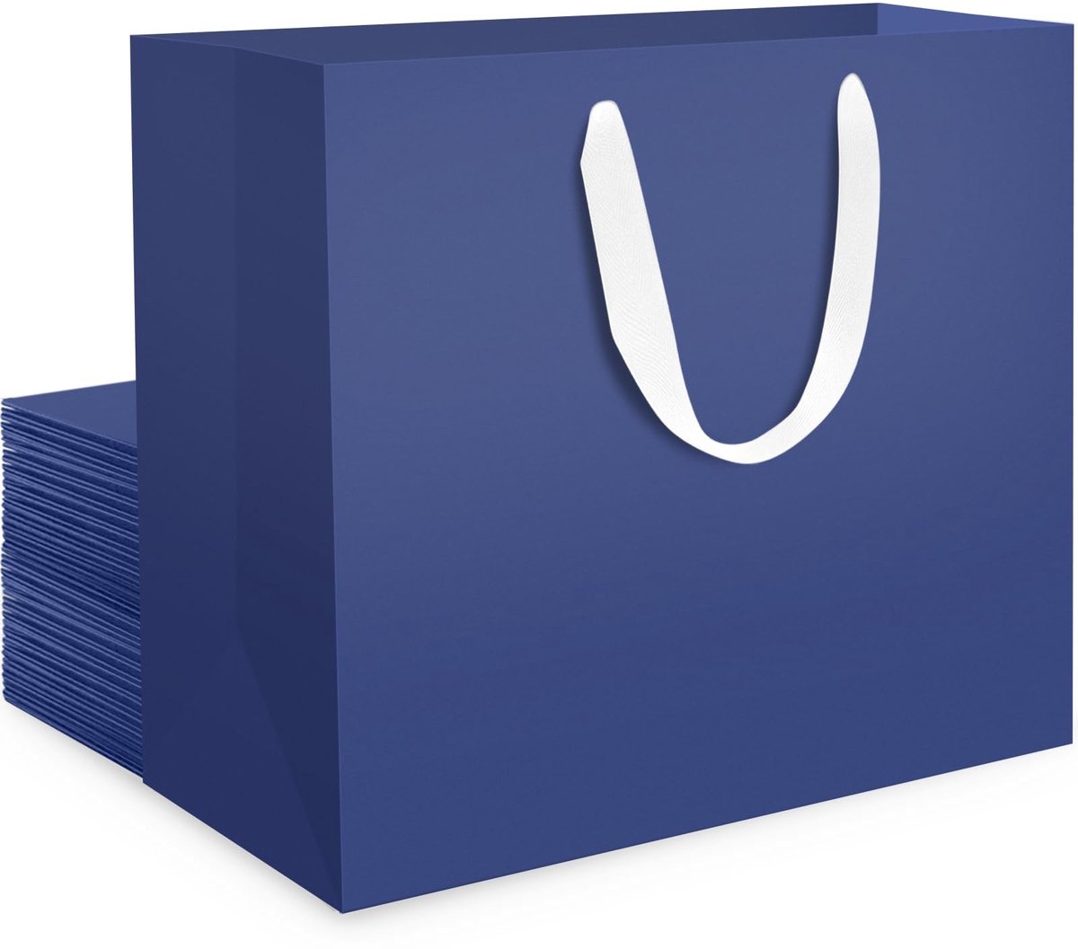 Omgoods - Set van 20 Donkerblauwe Papieren Cadeautassen met Handvat