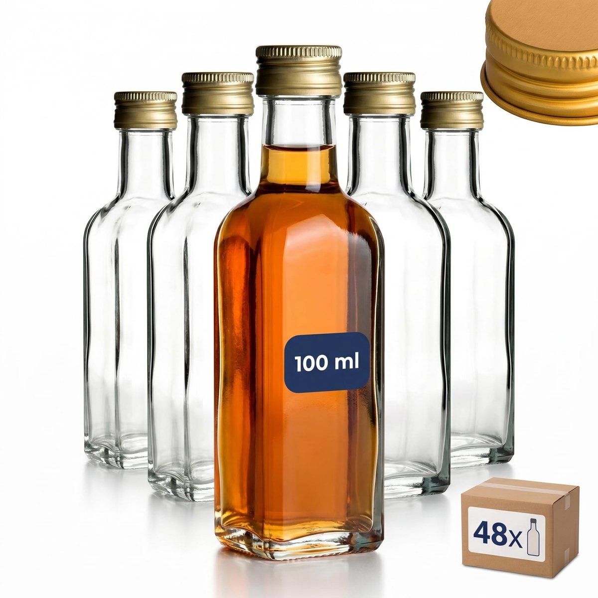 Omgoods - Set van 48 Glazen Maraska Flessen met Schroefdop 100ml