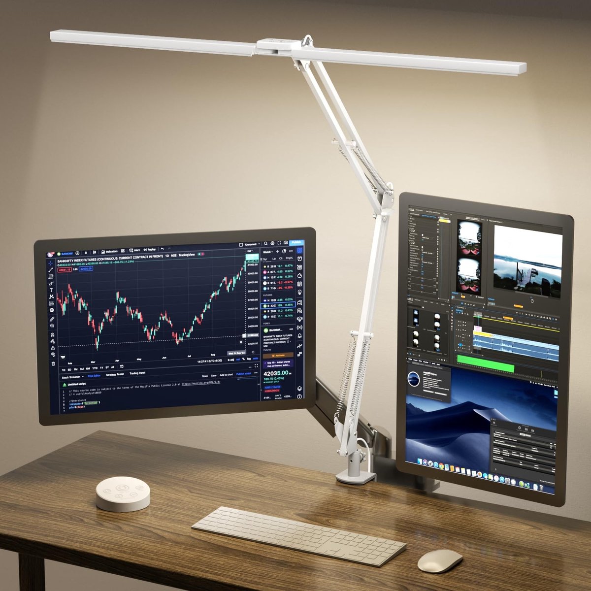 Omgoods - LED Bureau Lamp - Dubbele Kop met Afstandsbediening en 5 Verlichtingsmodi