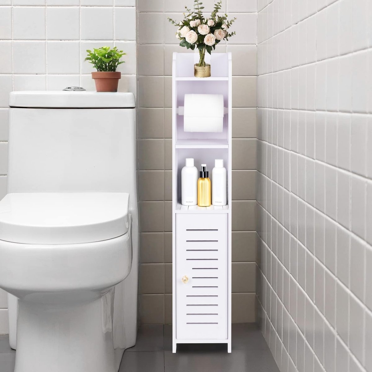 Omgoods - Toiletpapierhouder en Badkamerkast voor Kleine Ruimtes