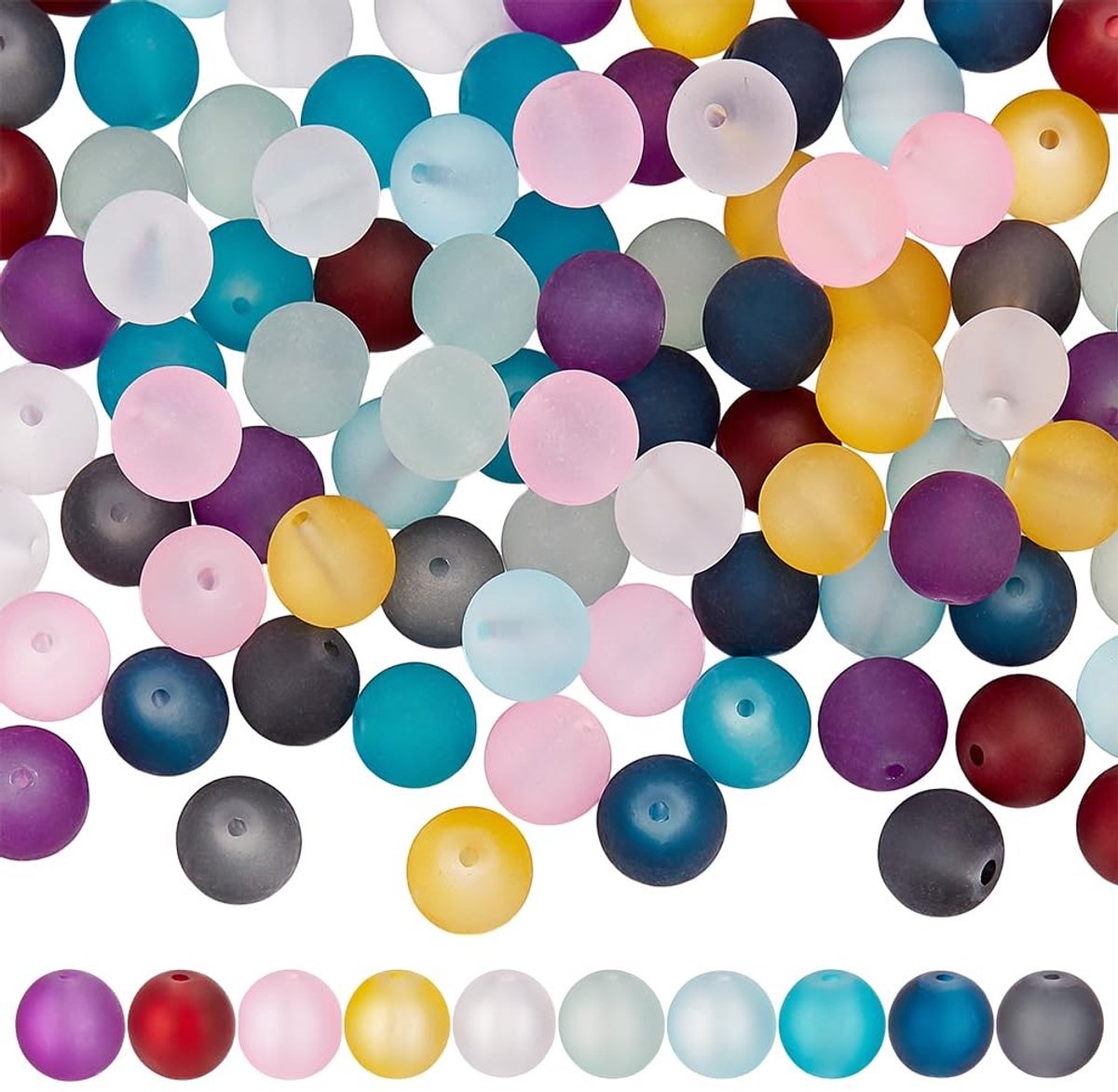 Omgoods - Set van 100 Matte Glazen Kralen in 10 Kleuren