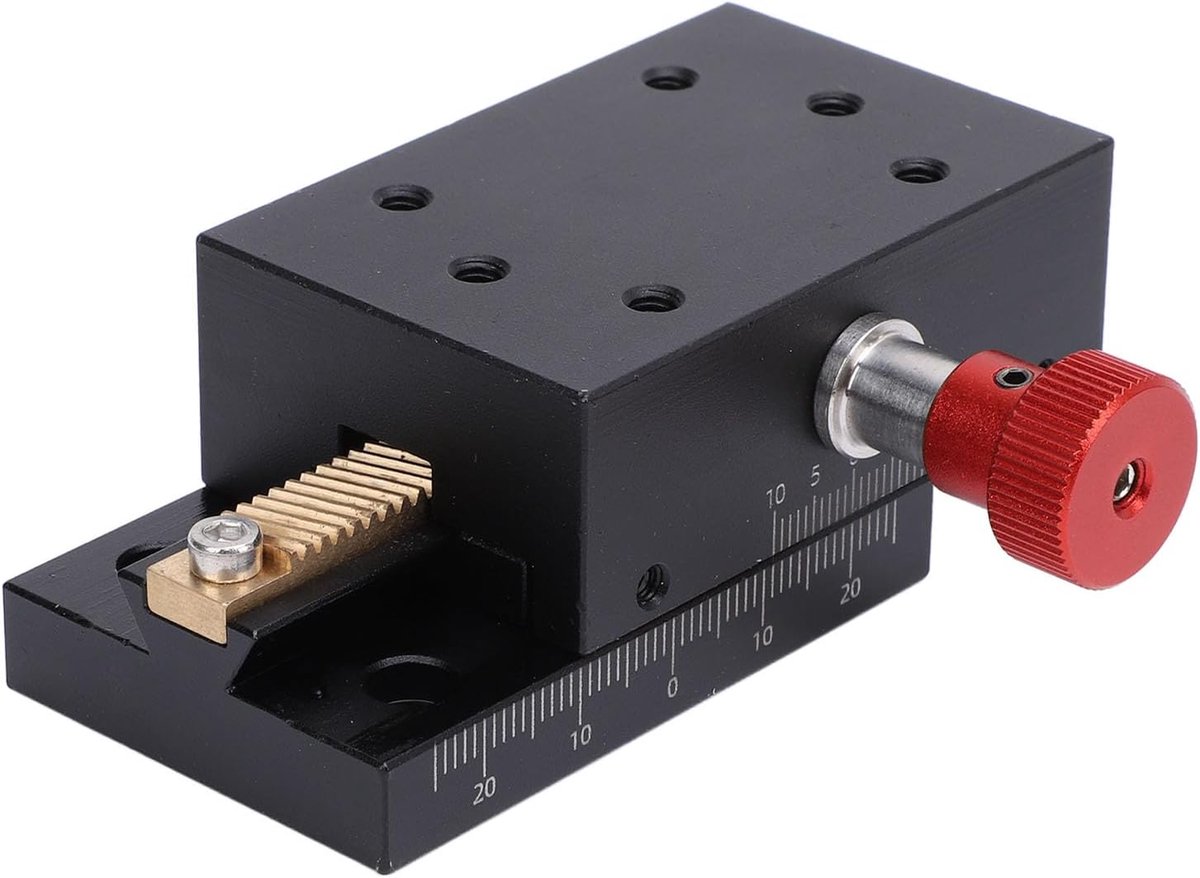 SnelShoppen - X Axes Verplaatsingsplatform 40mm Reismogelijkheid Rack en Pinion Handmatige Fijne Afstelling Compact Dovetail Slides Aluminium Legering