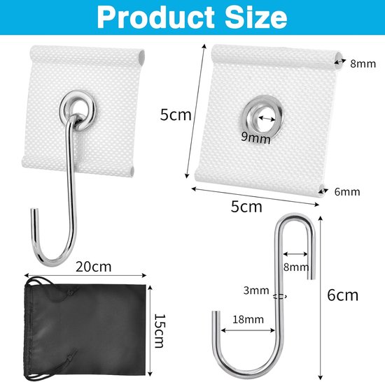 12 Pcs Keder Strip Hooks, RV Awning Hooks for Tiller Rail, Camping, Tiller Hooks, Tube Strip Hooks for RV, Caravan - ShopVlot — afbeelding 5