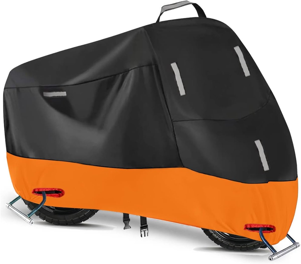 SnelShoppen - 300D Waterdichte Motorhoes Buiten Oxford, Zware Kwaliteit voor Motor, Moped, Scooter met 5 Reflecterende Strips, 2 Slotgaten en 2 Winddi
