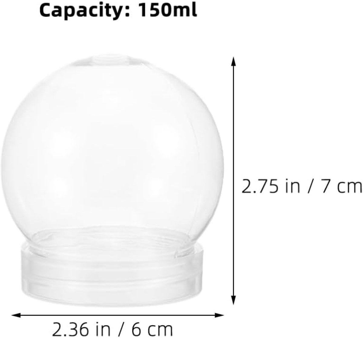 SnelShoppen - Lege Plastic Sneeuwballen 150 ml Decoratieve Plastic Ballen voor Creatieve Klussen, Lichtgewicht en Makkelijk op te Bergen, Voor Feestje