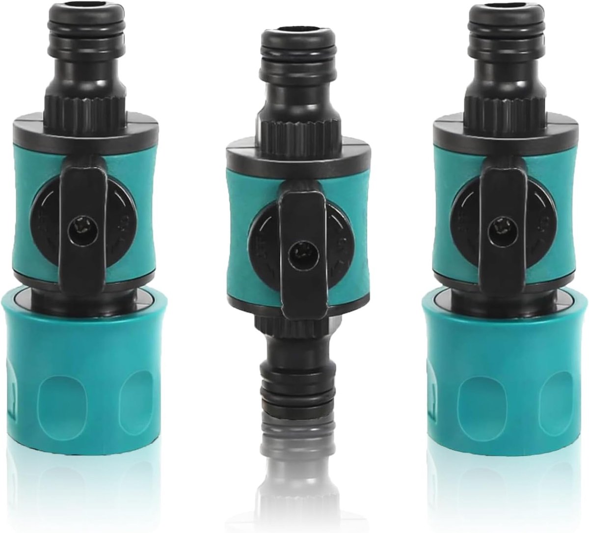 SnelShoppen - Set van 3 Tuinslang Aansluitstukken met Ventiel, Koppeling voor Tuinslang met Schakelaar, Koppeling met Controleventiel, Voor 1/2 Inch W