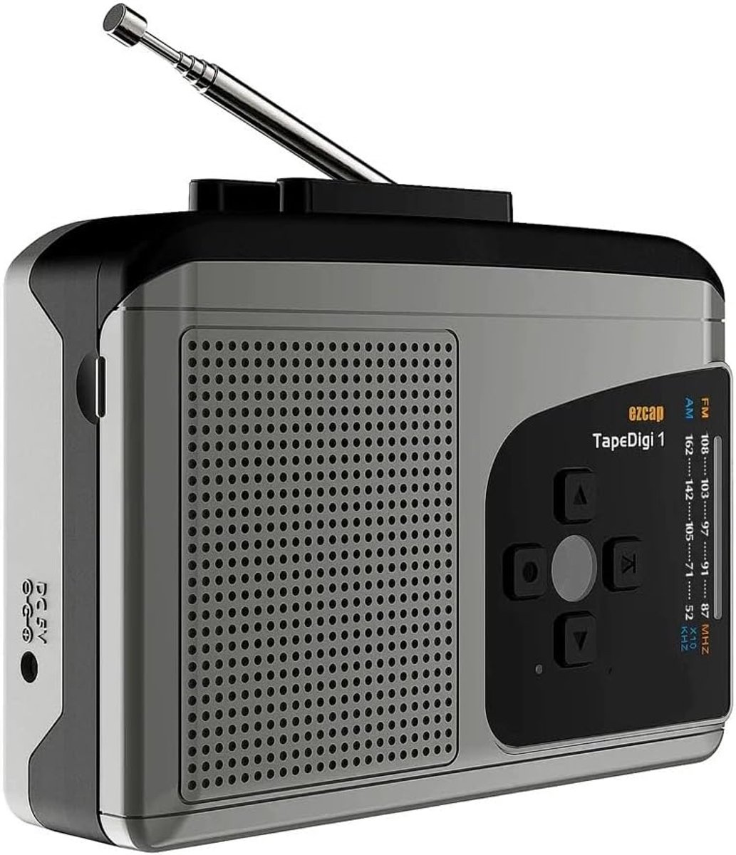 SnelShoppen - Draagbare Cassette Speler Recorder met AM FM Radio, Compacte Cassette Tape Speler met 8Ω 1W Luidspreker, Magneet Audio Muziek naar MP3 C