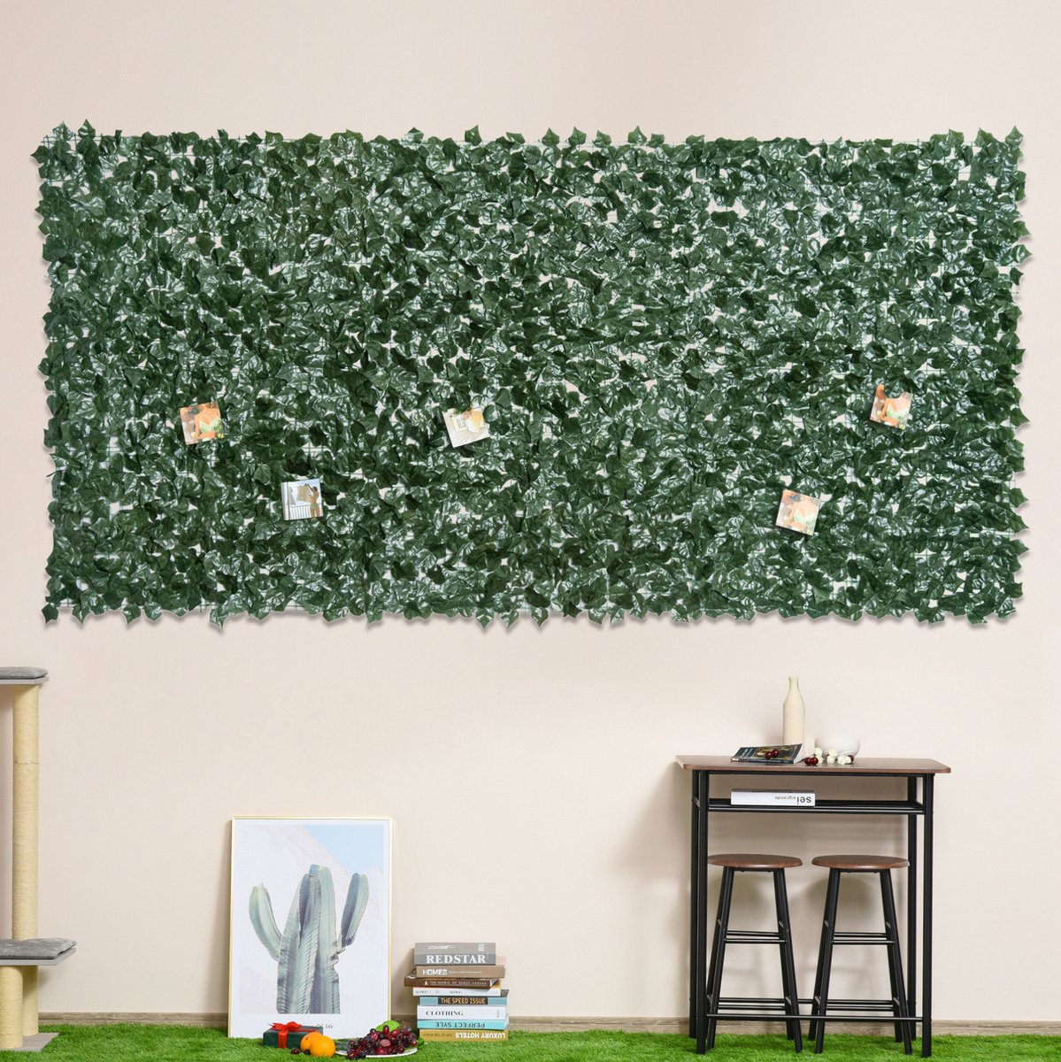 COVREO Kunsthaag 300x150 cm donkergroen, van PE flexibel zichtscherm