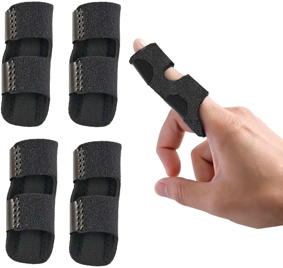 SnelShoppen - 4 Vinger Splints - Vingerbeschermers voor Midden- en Kleine Vinger - Aluminium Steun - Stabilisatie en Fixatie - Ideaal bij Artritis, Te