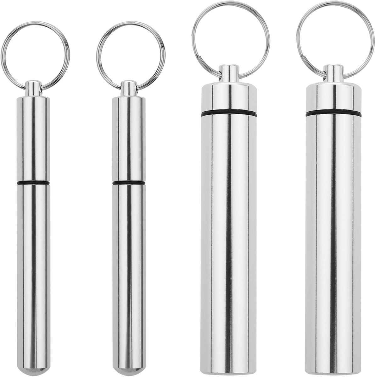 Toothpickhouder 4 stuks - aluminiumlegering - waterdichte box - ideaal voor onderweg - ShopVlot