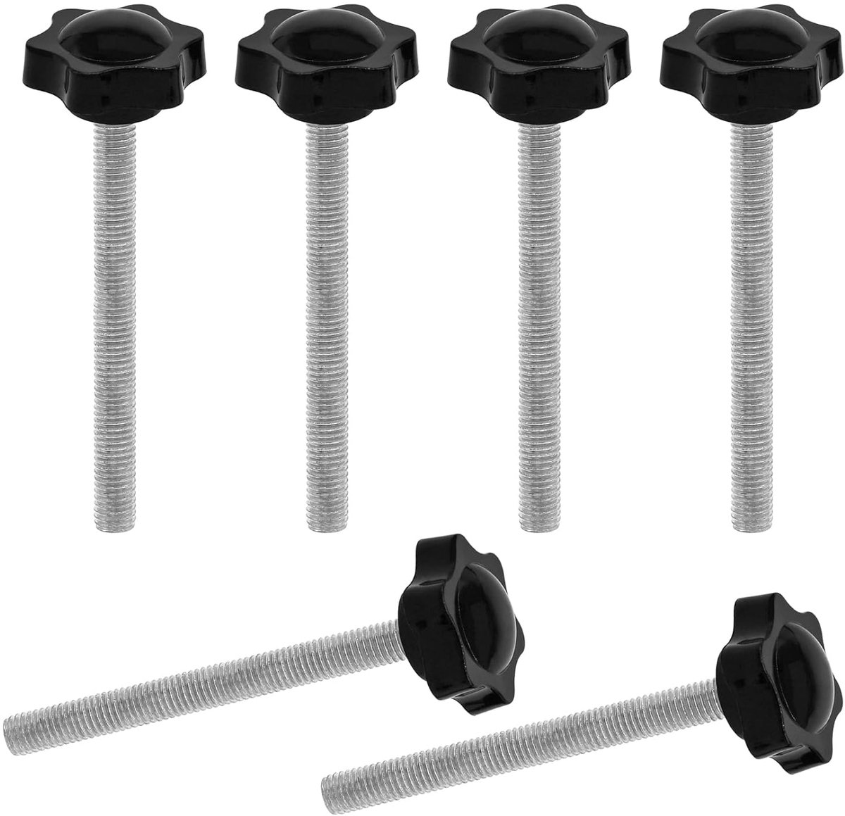 6PCS Clamps Screw Knob M10 * 100mm Thumb Bolts Thread Replacement Star Hand Knob Tightening, Black Grip - ShopVlot