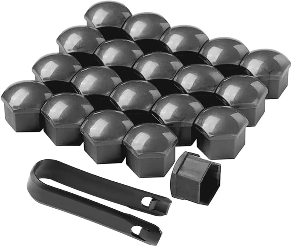 20Pcs 21mm Car Wheel Nut Covers, Universal Car Hub Screw Cap, Hexagonal Wheel Nut Bolt Lid with Removal Tool (Grey) - ShopVlot