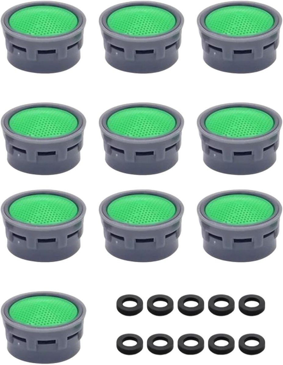 SnelShoppen - 10 Tapfilters met 10 Seals - Dash Aerator, Filter Inserts - Duurzaam Plastic - Voor Badkamer en Keuken - Germvrij en Geluidsarm