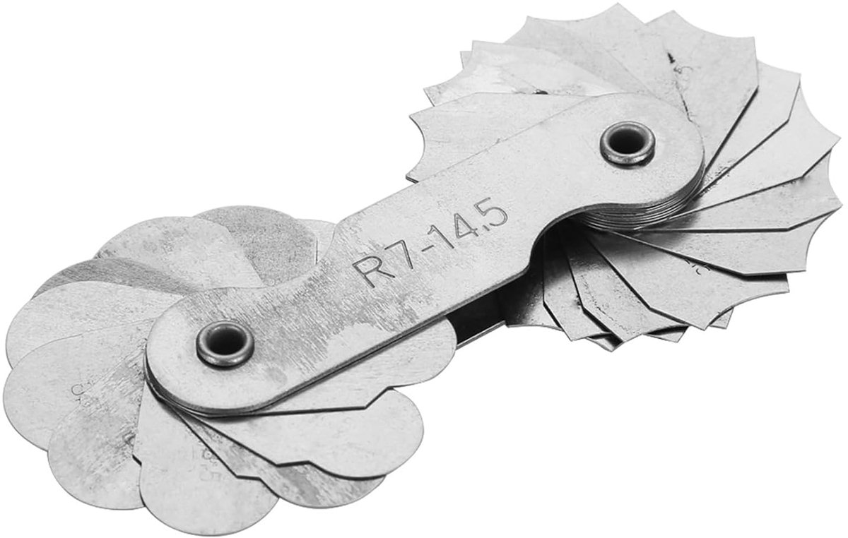 SnelShoppen - Ronde Maatmeter R7-14.5MM - Precisie Meetinstrument voor Hoekige, Convexe en Concaafmetingen - Roestvrij Staal - Ideaal voor Machinisten