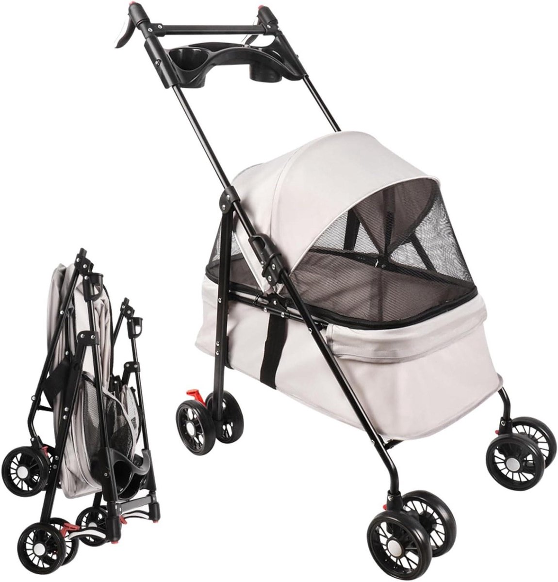 Huisdier Kinderwagen - Reisbuggy Hond - Comfortabel Reizen - Opvouwbaar Met Eén Hand - 95 x 70 x 50 cm