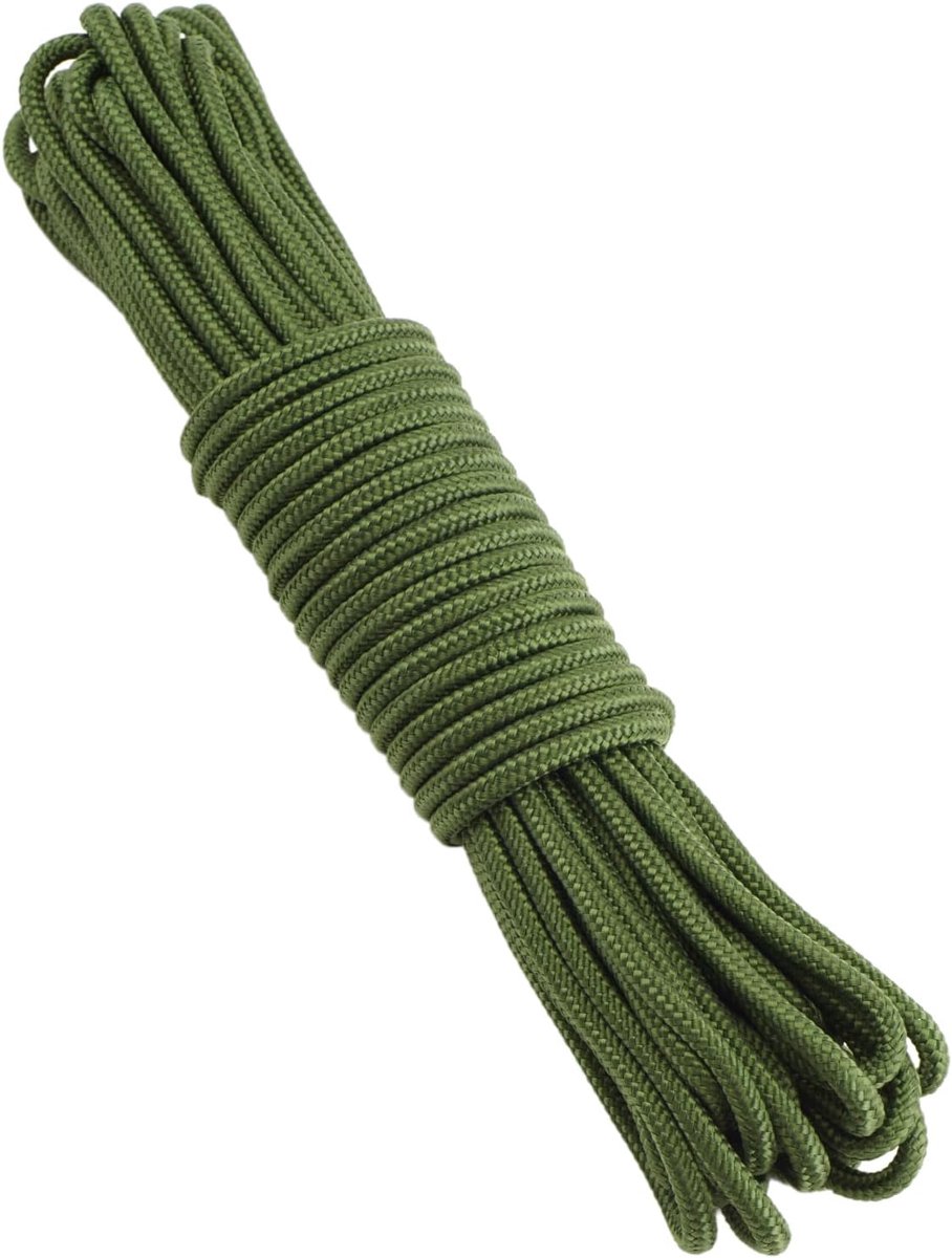 SnelShoppen - 4 mm Nylon Koord 15 m Groen - Sterk Touw voor Camping, Tuin, Knutselen, Vissen, DIY Projecten - Duurzaam en Weerbestendig