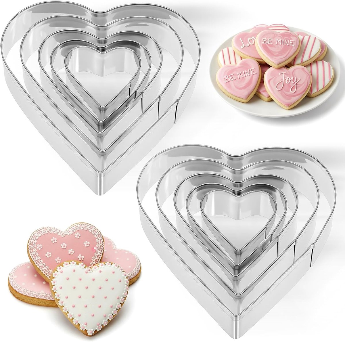 SnelShoppen - Set van 10 Hart Koekjesuitsteekvormen RVS voor Kerstkoekjes - Verschillende Maten van 8.3 tot 1.1 Inch - Perfect voor DIY Bakprojecten e
