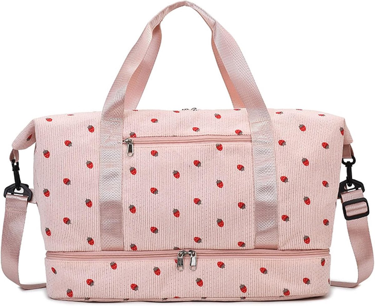 SnelShoppen - Dames Sporttas, Weekendtas, Reistas met Schoencompartiment en Nat Vak, 20-35L, Roze, Klassiek voor Sport, Reizen en Vrije Tijd