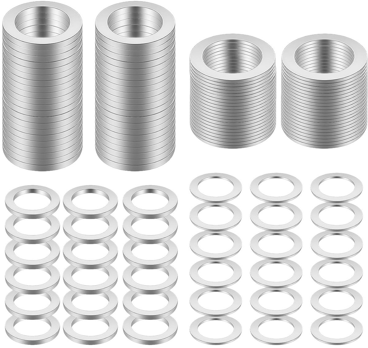 SnelShoppen - Door Washers Set van 120 Stuks, M10 RVS Wasmachines en Ringetjes voor Deuren, 1mm/2mm, Corrosiebestendig, Geluidsreductie, Voor Deurscha