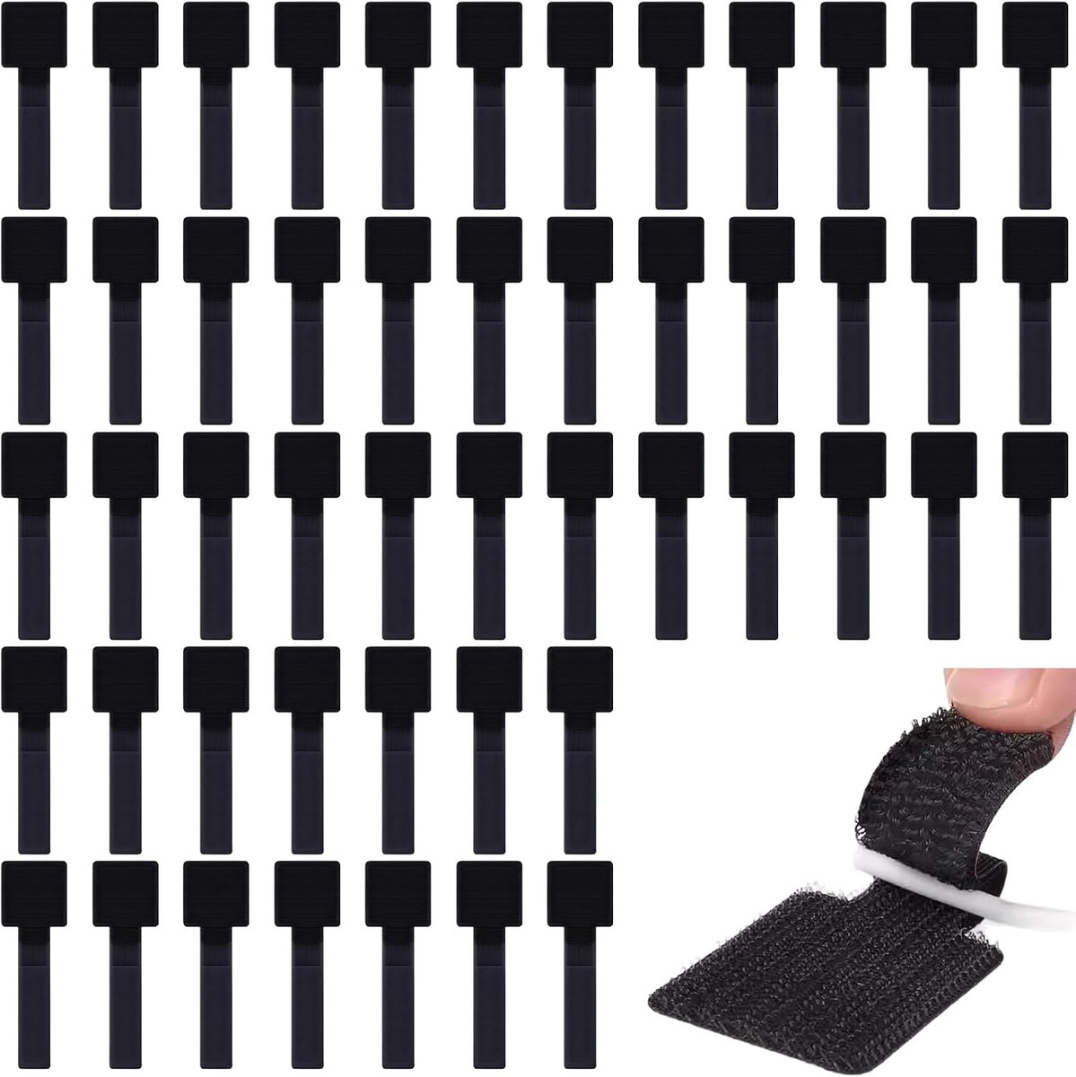Kabelorganizers 50 stuks - Zwart - Zelfklevend en herbruikbaar - Houd je bureau netjes - SnelShoppen